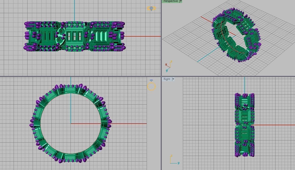 Baguette and Marquis ring 3D print model_11