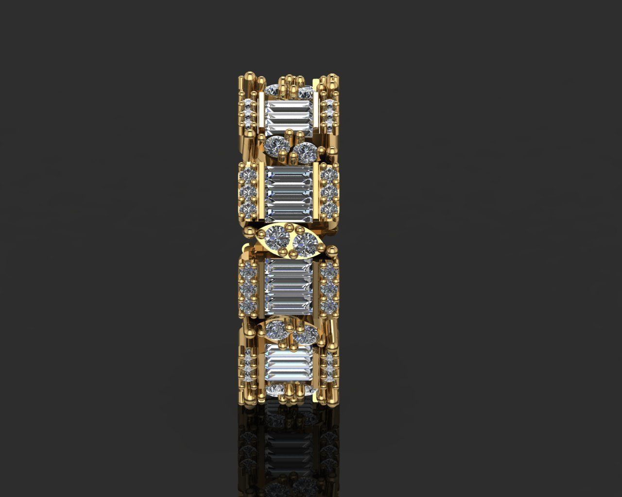 Baguette and Marquis ring 3D print model_10