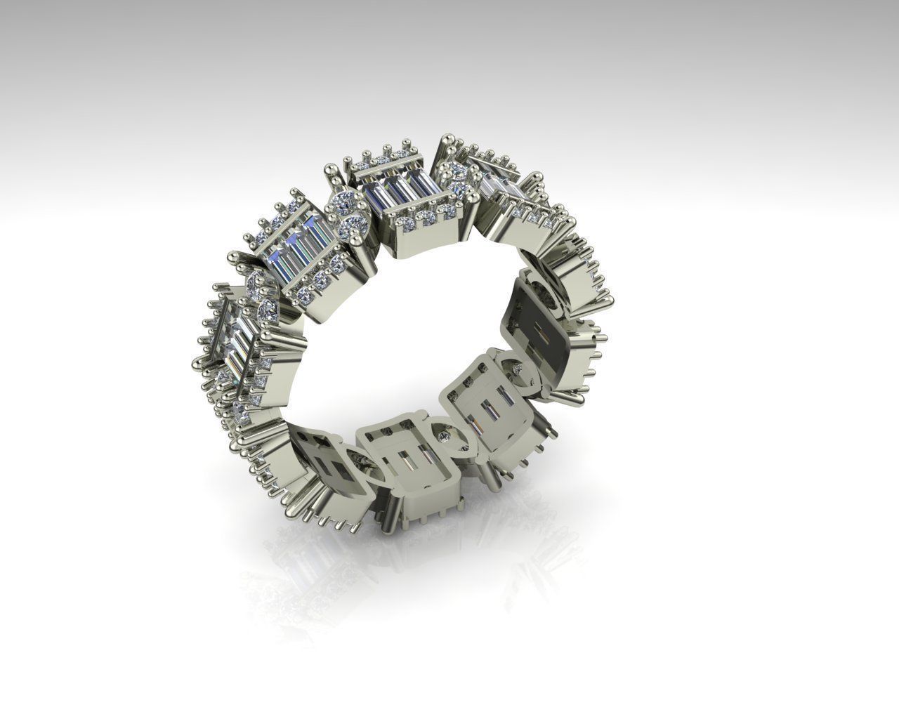 Baguette and Marquis ring 3D print model_6