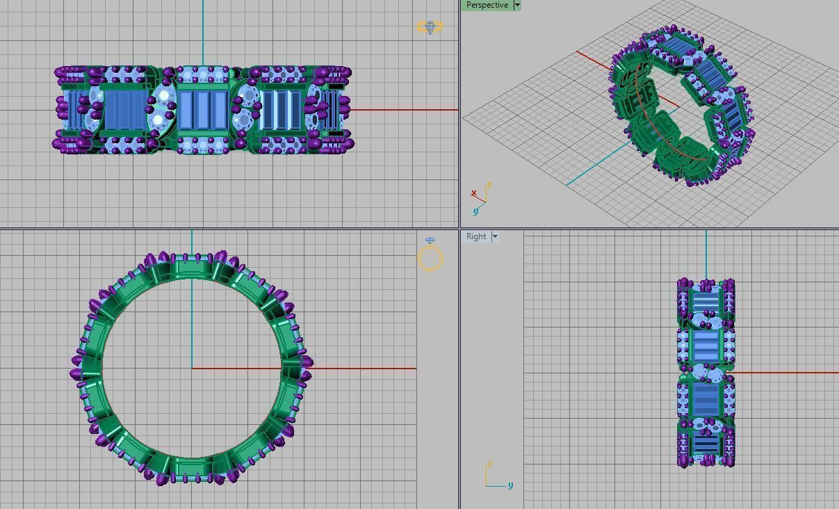 Baguette and Marquis ring 3D print model_12