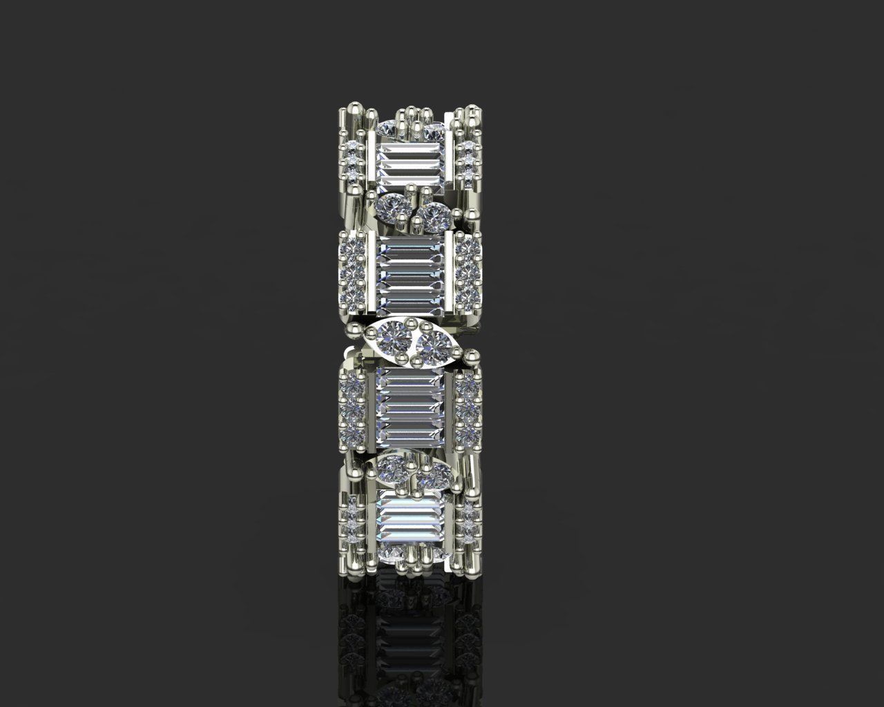 Baguette and Marquis ring 3D print model_9