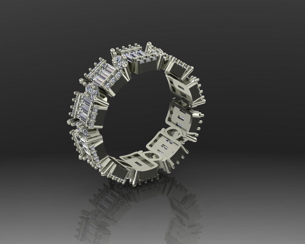 Baguette and Marquis ring 3D print model_3
