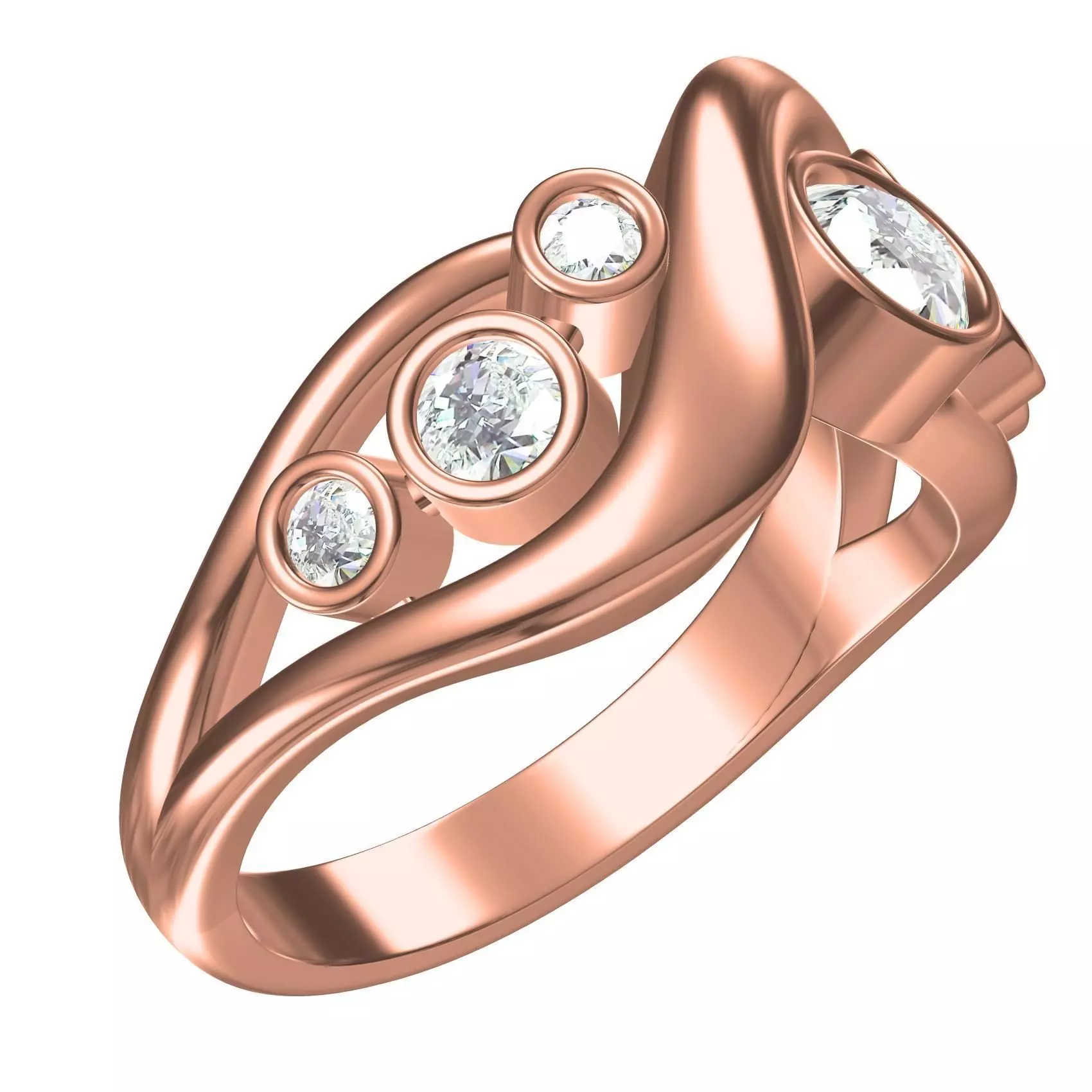 Bezel Set Bubble Diamond Ring 3D print model