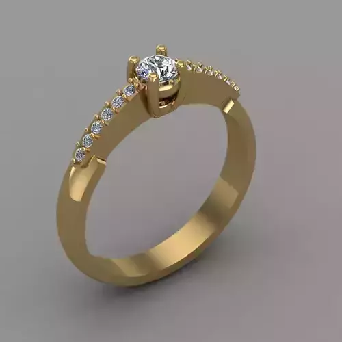 Diamond Engagement Ring 3D Print Ring Model