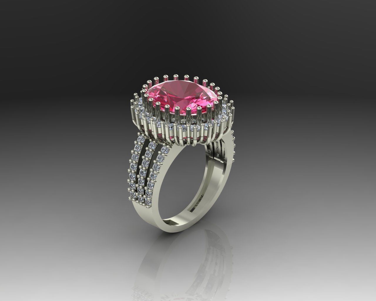 Emerald and ruby ring 3D print model_2