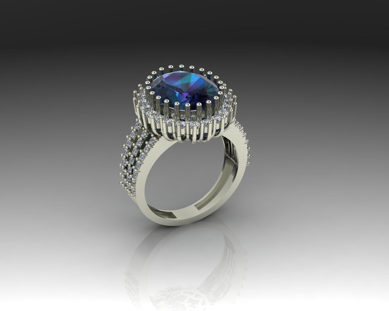 Emerald and ruby ring 3D print model_4