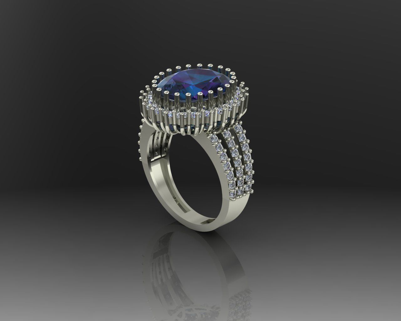 Emerald and ruby ring 3D print model_1