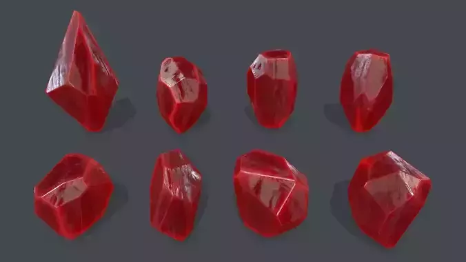 crystal set Low-poly 3D model
