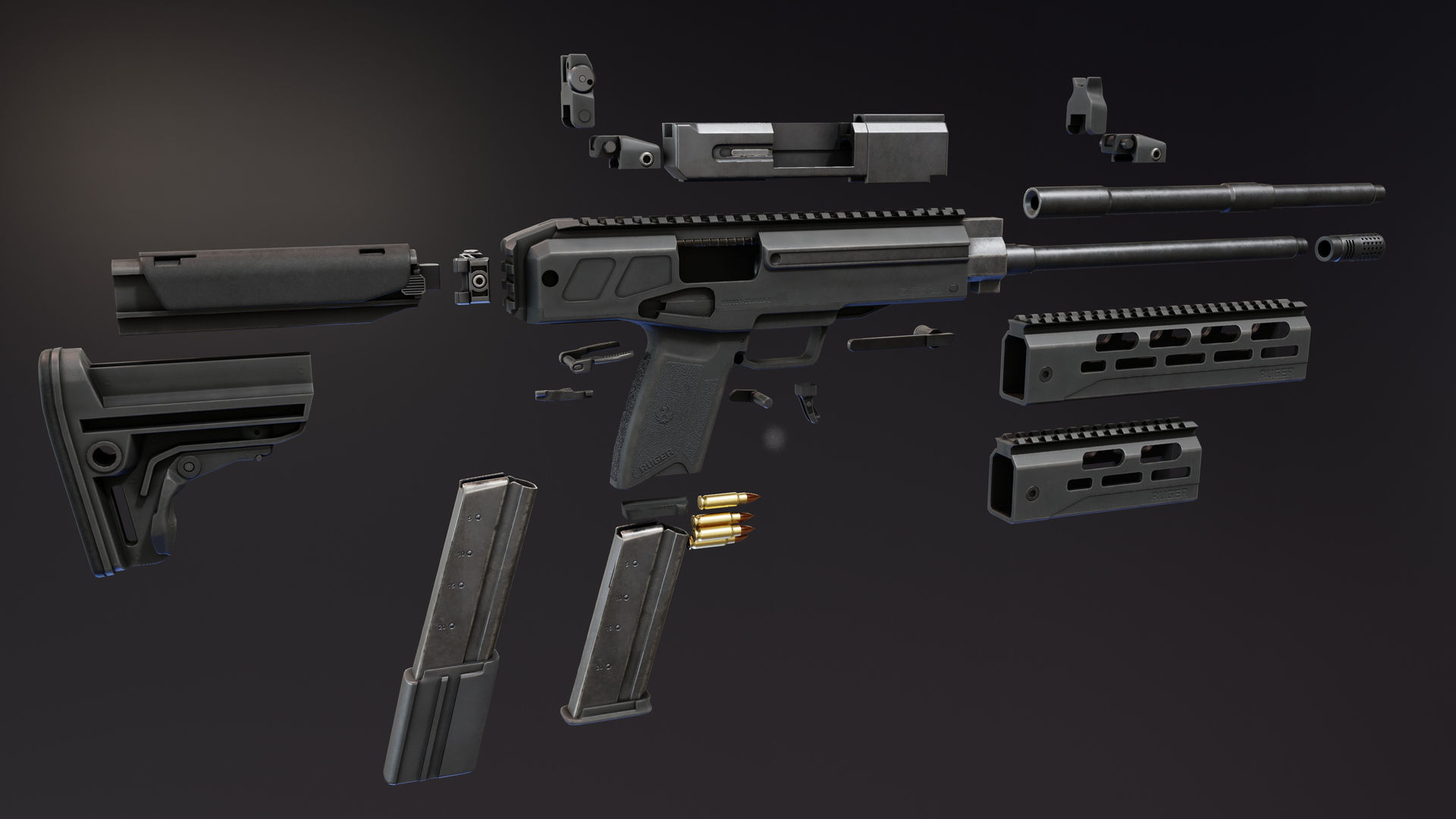3D model Ruger LC Carbine VR / AR / low-poly | CGTrader