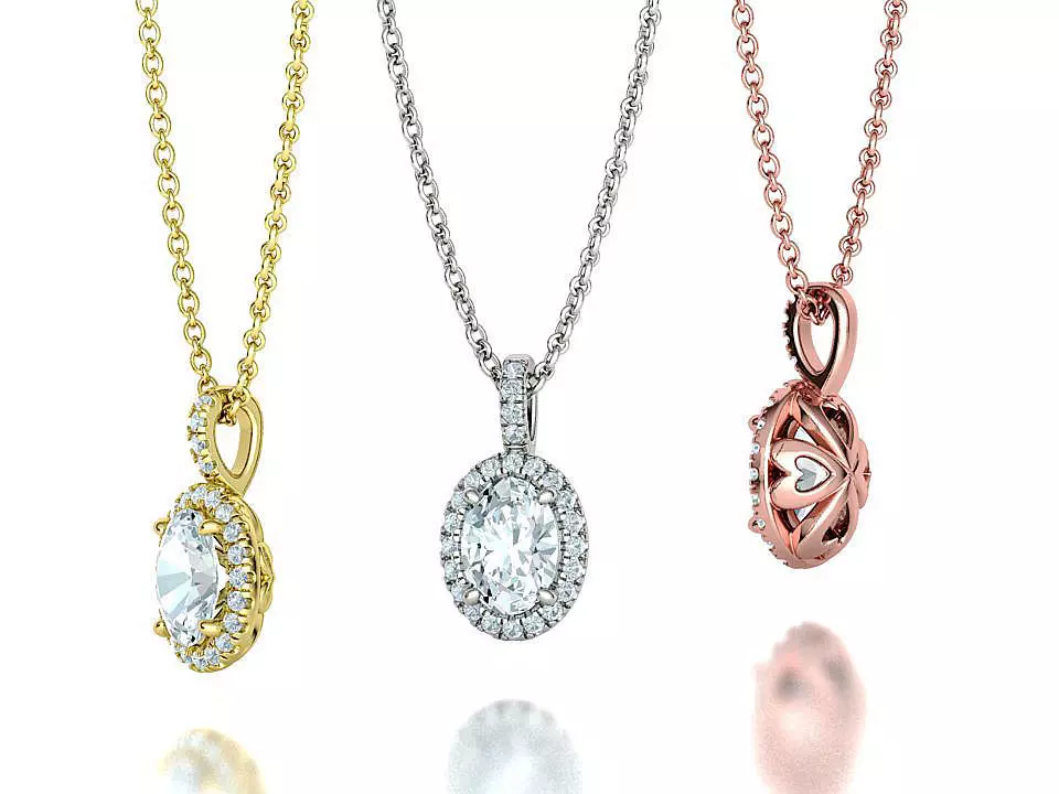 Small Diamond Oval Pendant with 7x5 Oval stone 3dprtint 3D print model