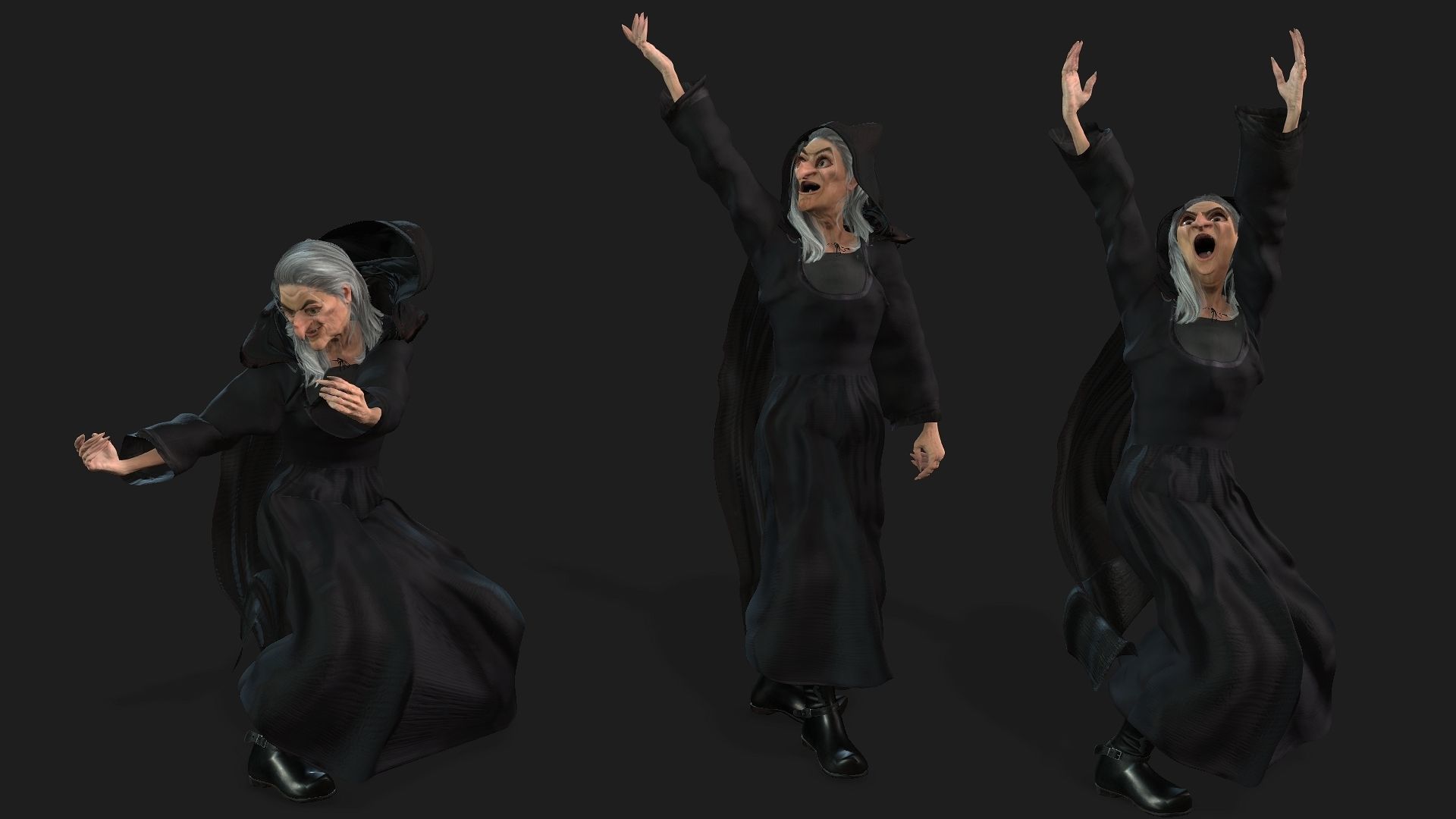 the witch High quality character full Rigged and Animated  3D model_7