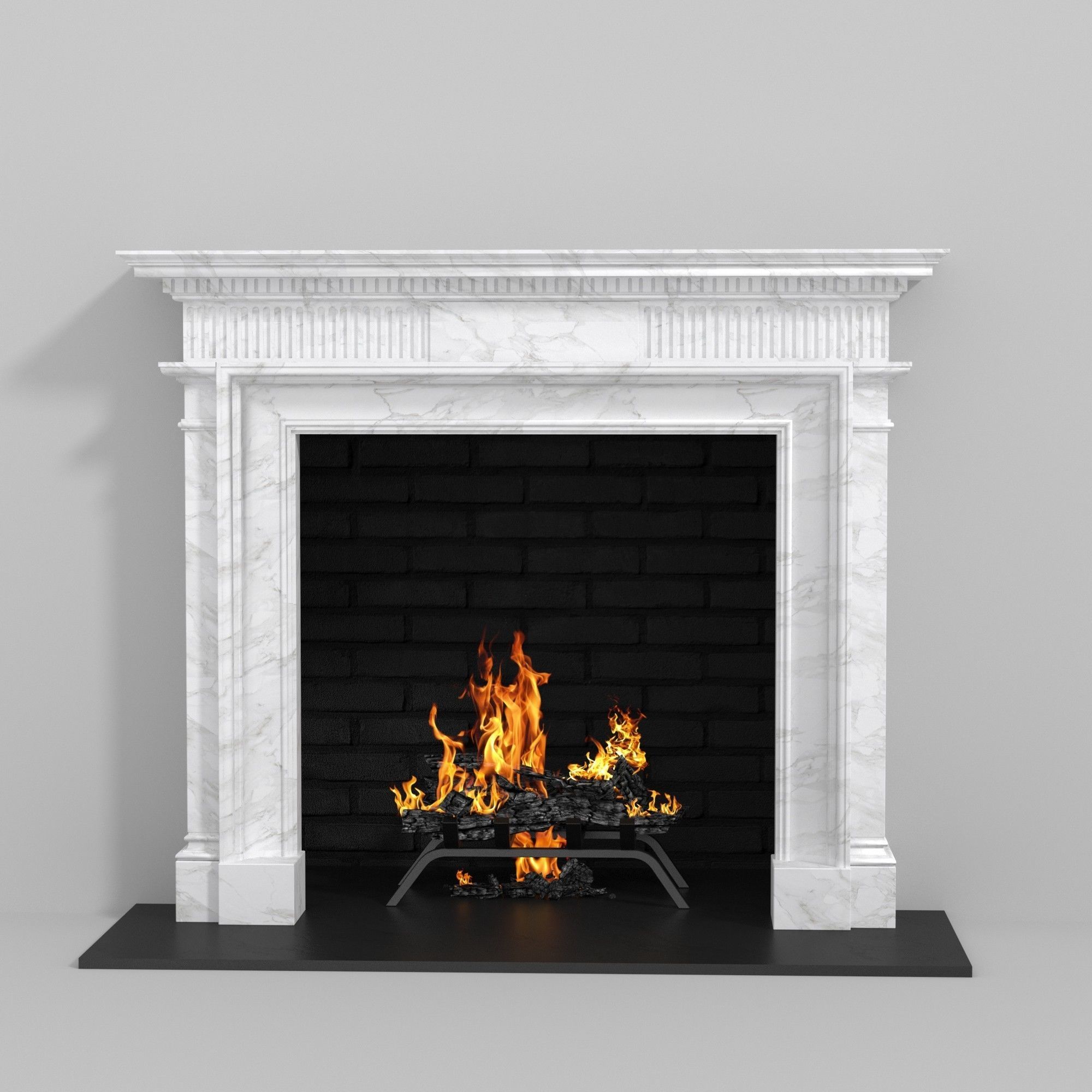 Custom made white marble classic fireplace mantel 3D model_2