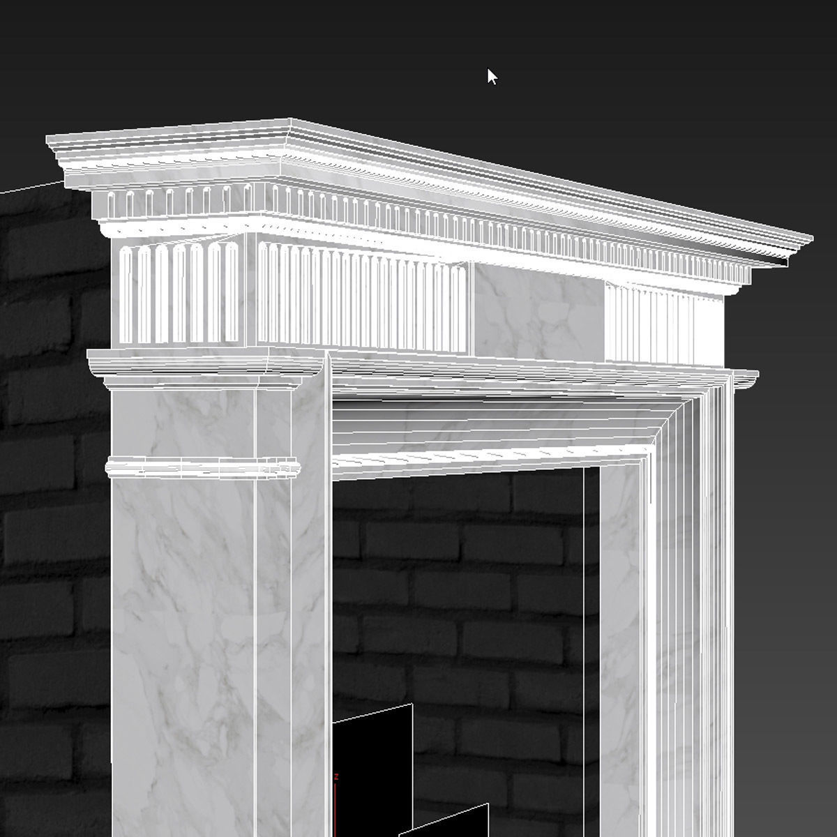 Custom made white marble classic fireplace mantel 3D model_7