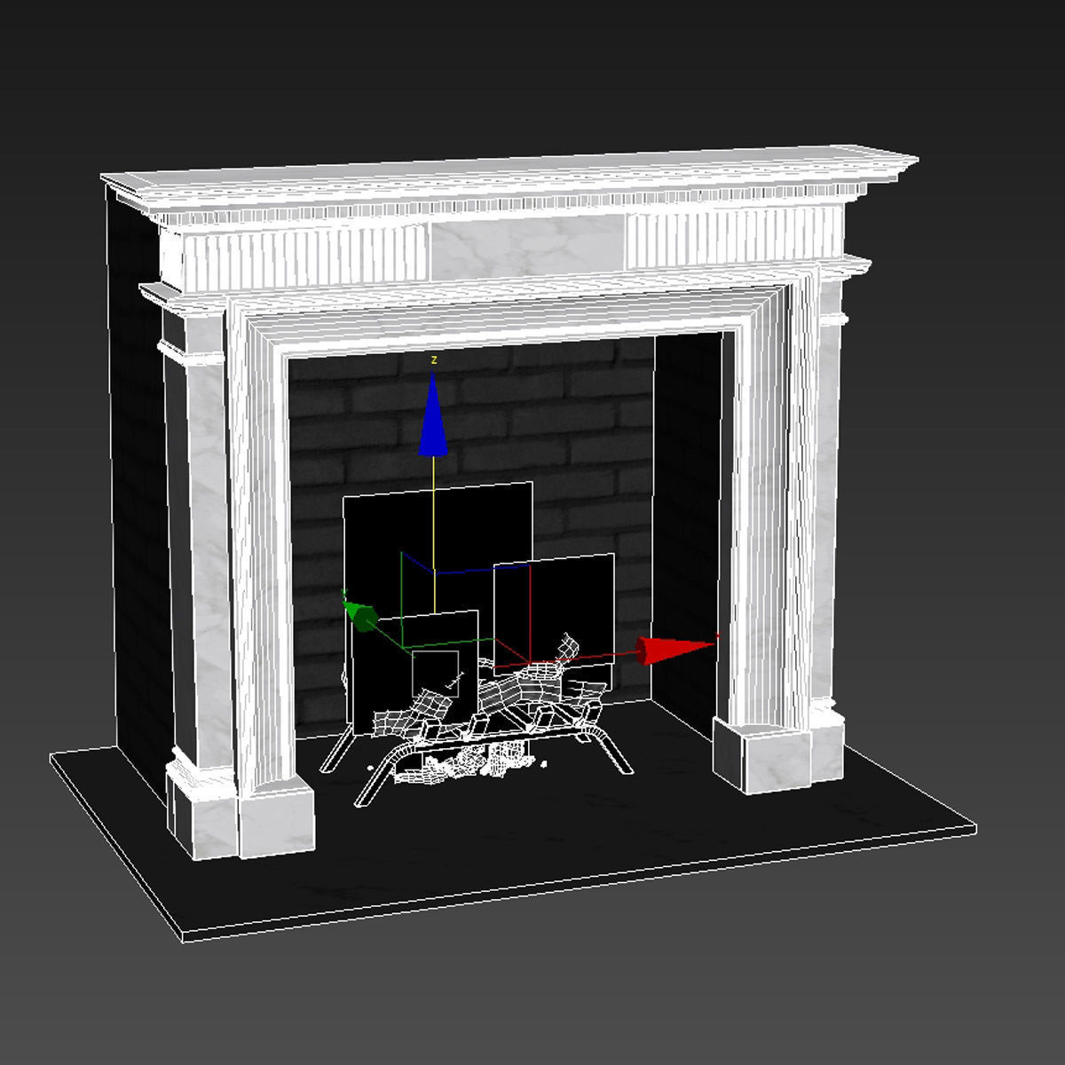 Custom made white marble classic fireplace mantel 3D model_5