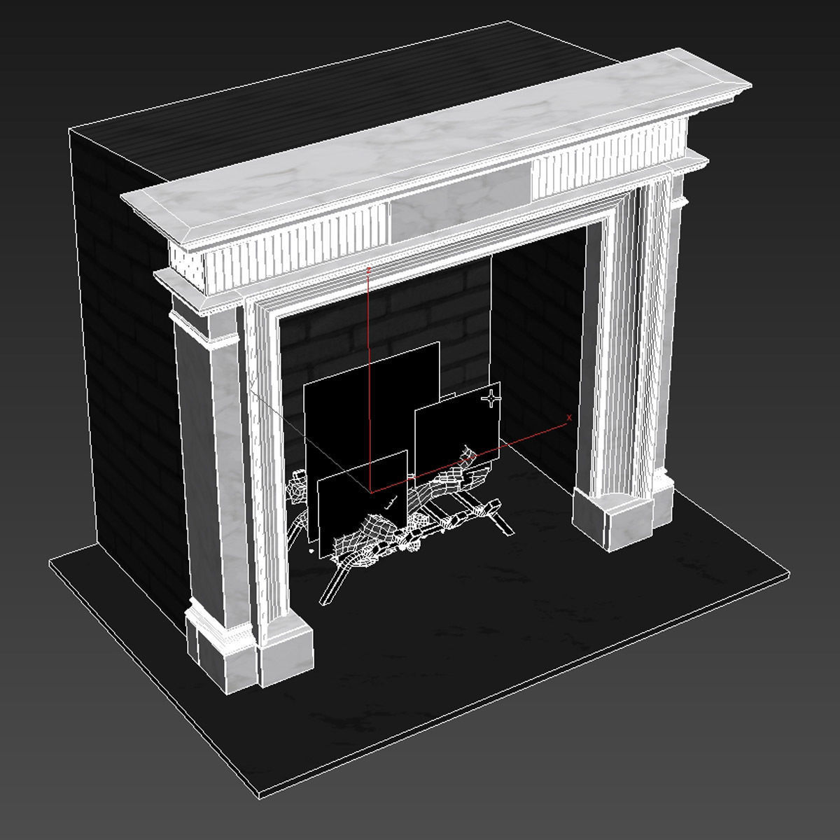 Custom made white marble classic fireplace mantel 3D model_6