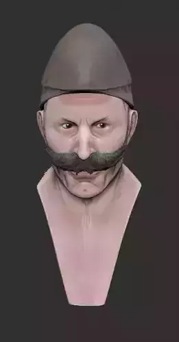 Soldier man with moustache and mustache 3D model
