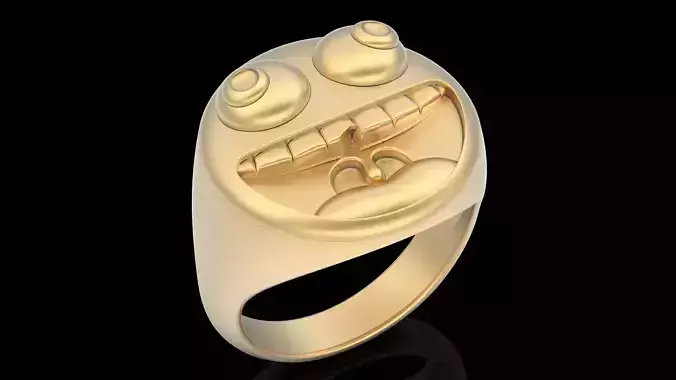 Emoji face comic ring  silver gold jewelry 3D printable model 3D print model