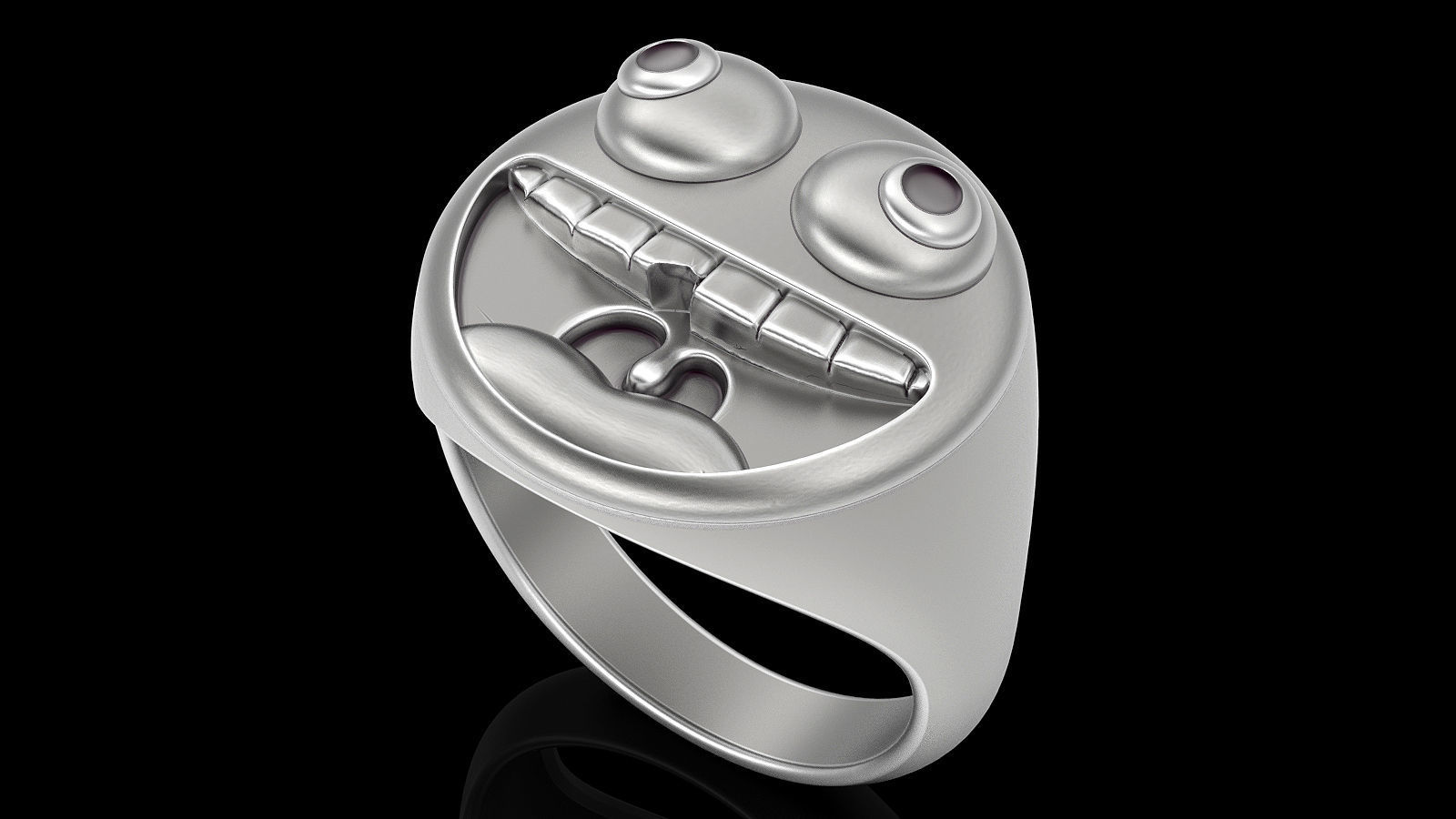 Emoji face comic ring  silver gold jewelry 3D printable model 3D print model_3