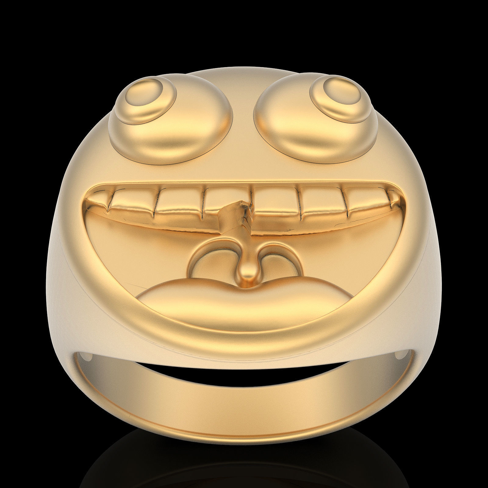 Emoji face comic ring  silver gold jewelry 3D printable model 3D print model_2