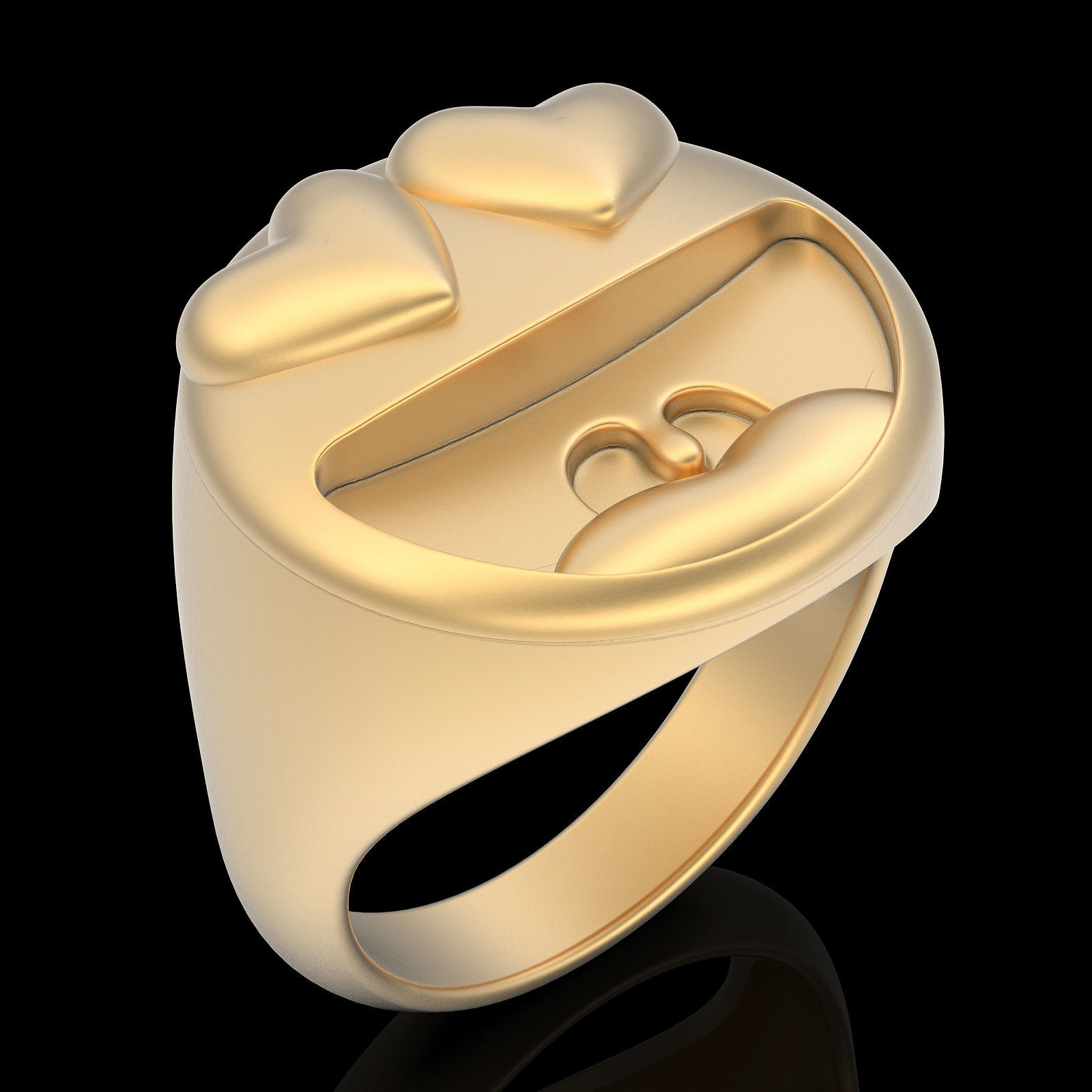Emoji face comic ring silver gold jewelry 3D printable model 3D print model_2