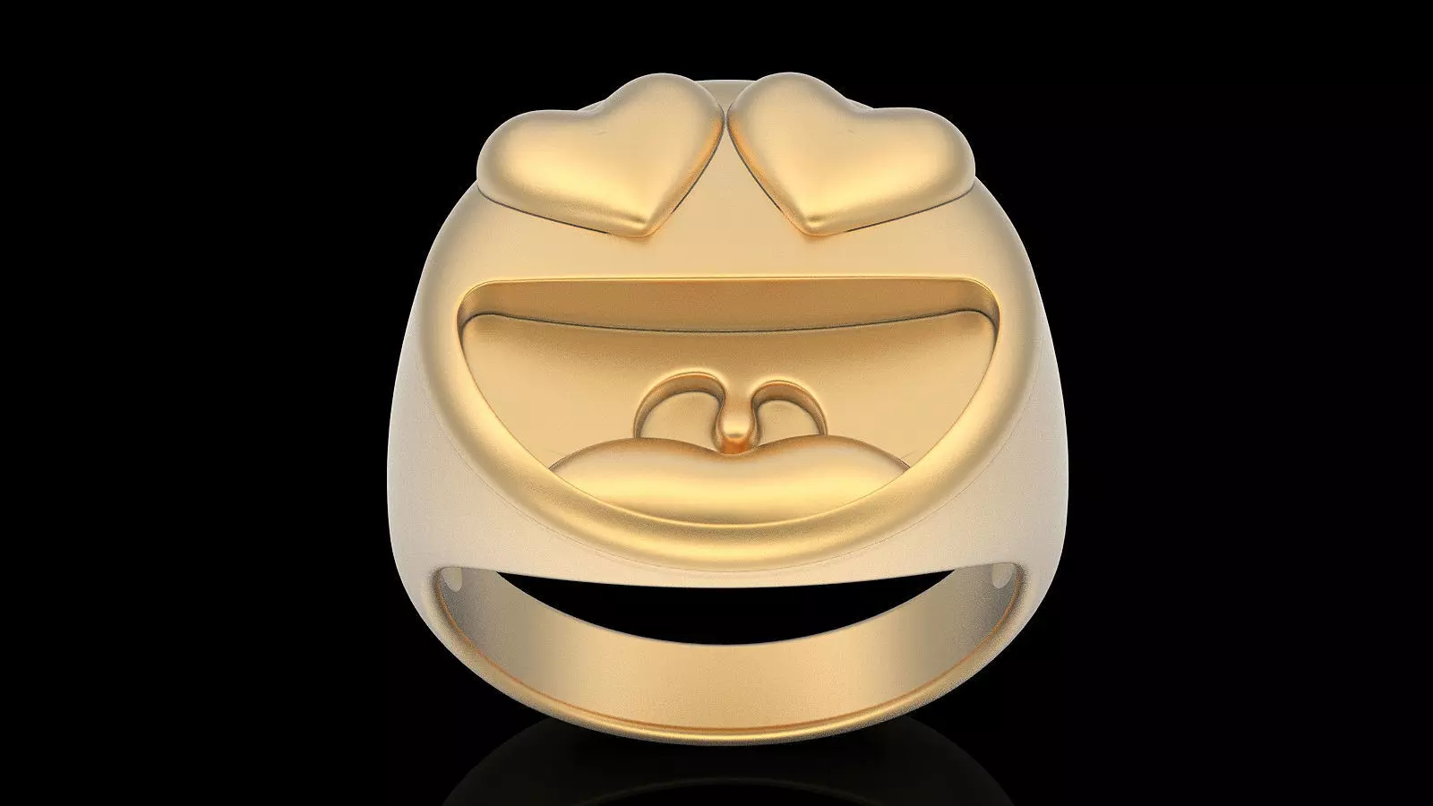 Emoji face comic ring silver gold jewelry 3D printable model 3D print model_0