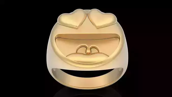 Emoji face comic ring silver gold jewelry 3D printable model 3D print model