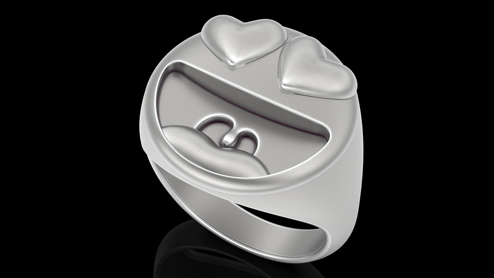 Emoji face comic ring silver gold jewelry 3D printable model 3D print model_3