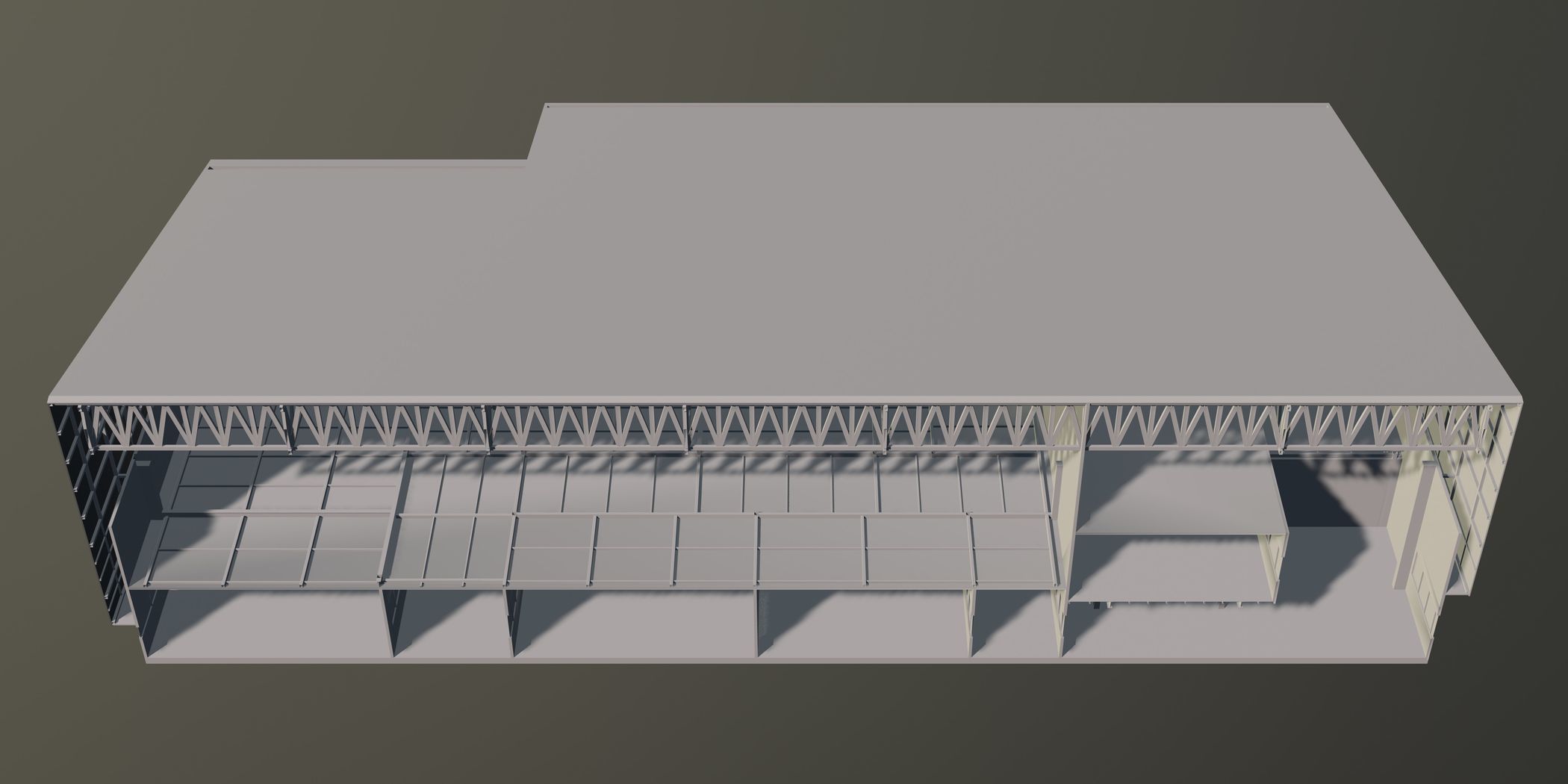 Warehouse in section cut 3D model_4