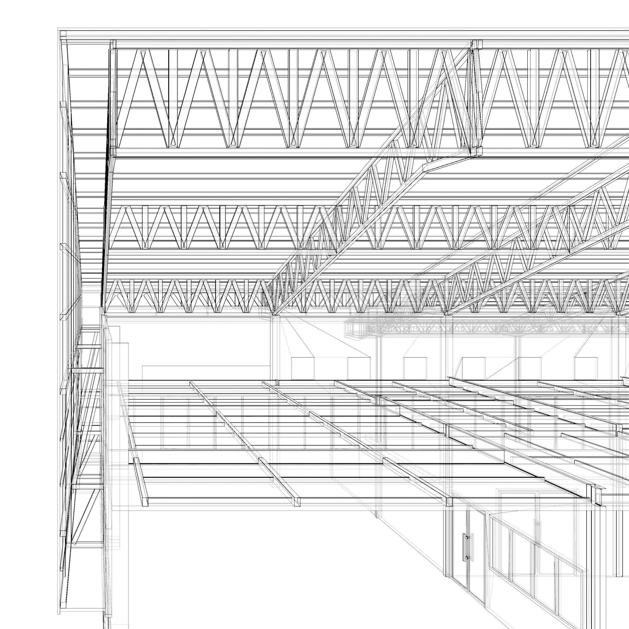 Warehouse in section cut 3D model_9