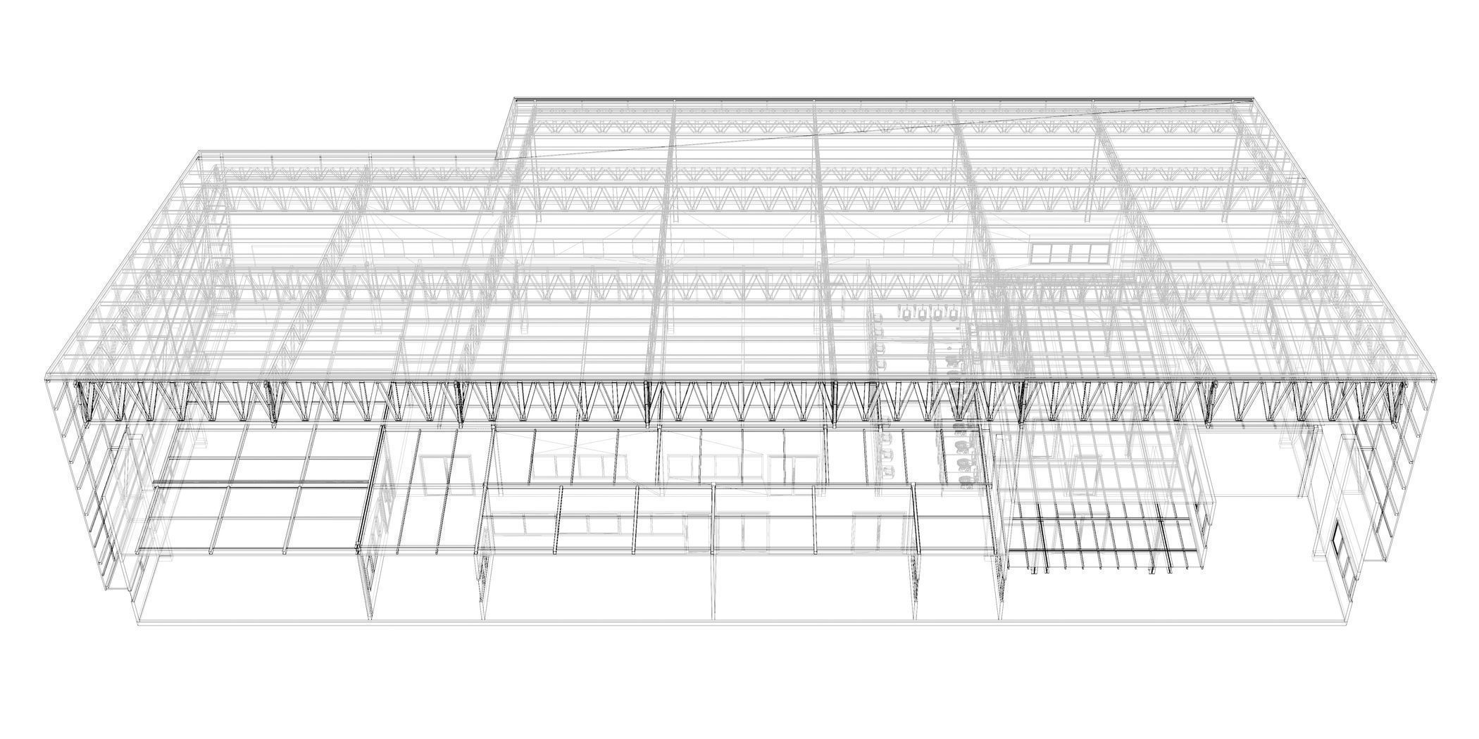 Warehouse in section cut 3D model_10