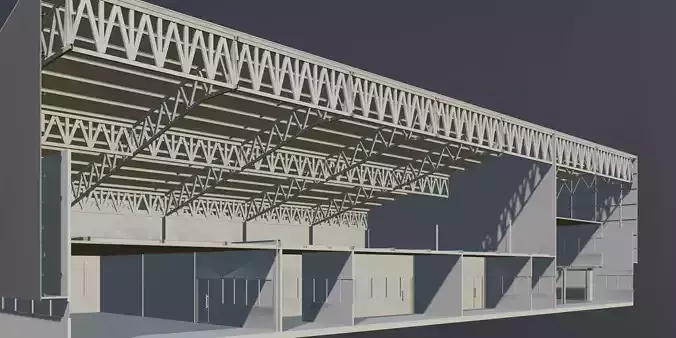 Warehouse in section cut 3D model