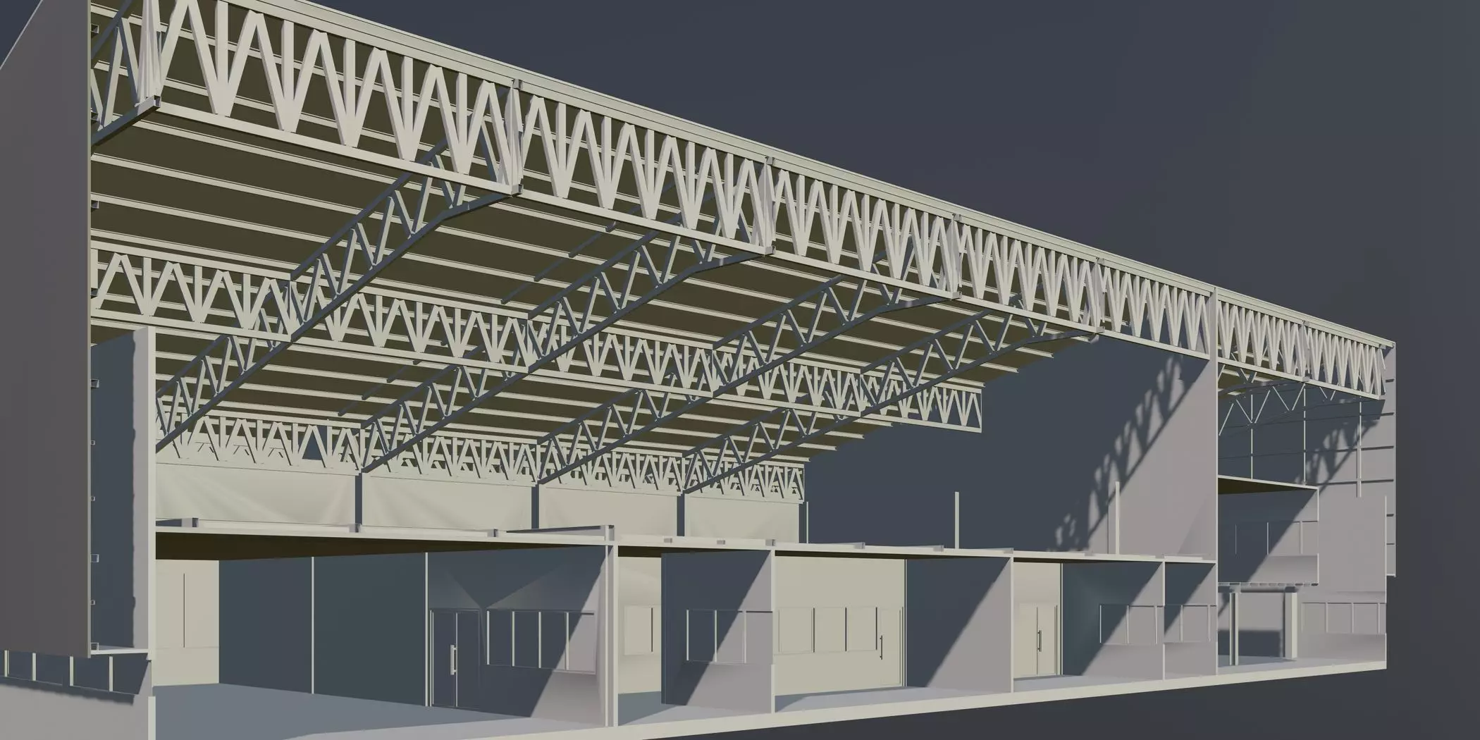 Warehouse in section cut 3D model_0