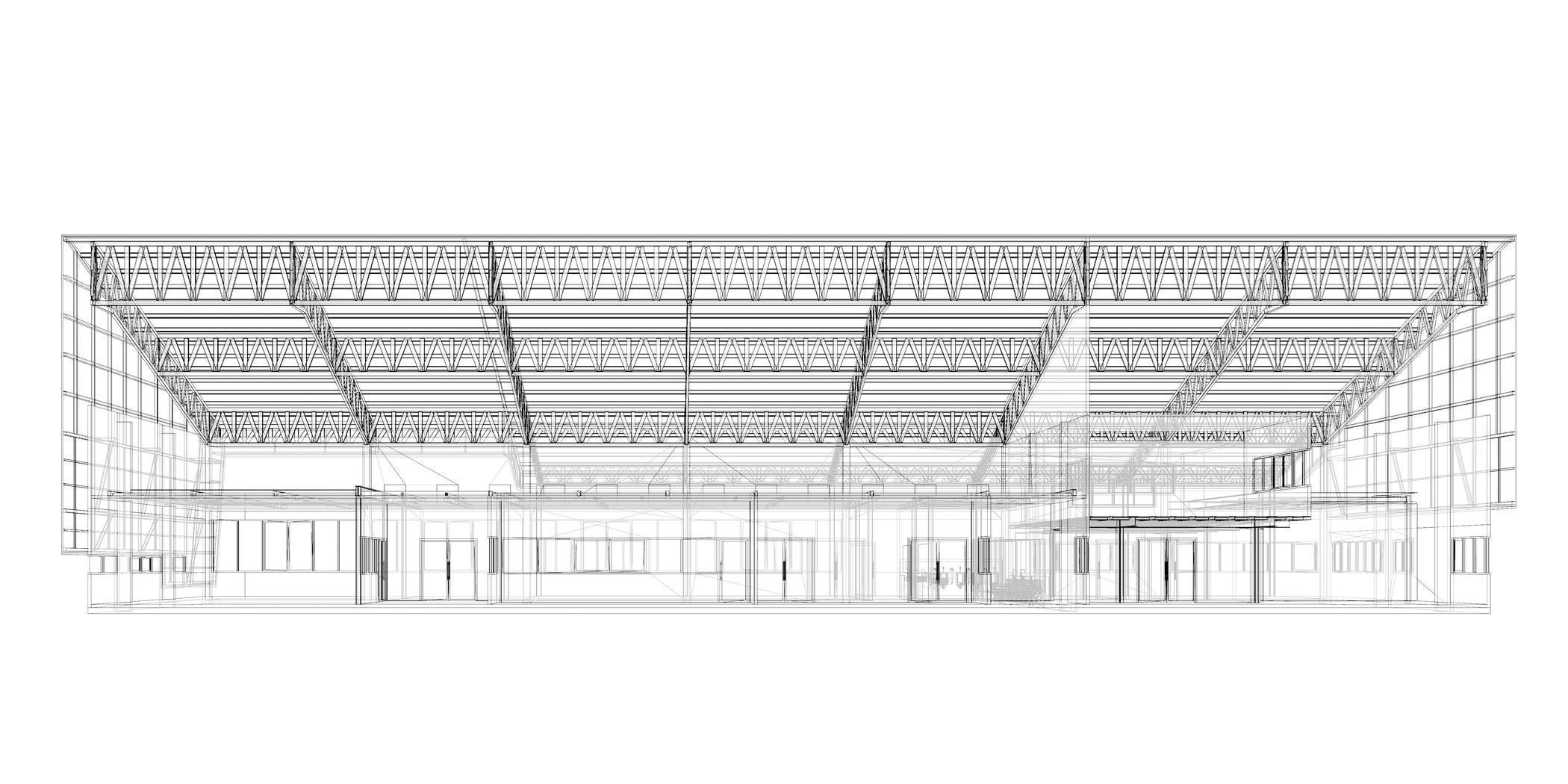 Warehouse in section cut 3D model_5