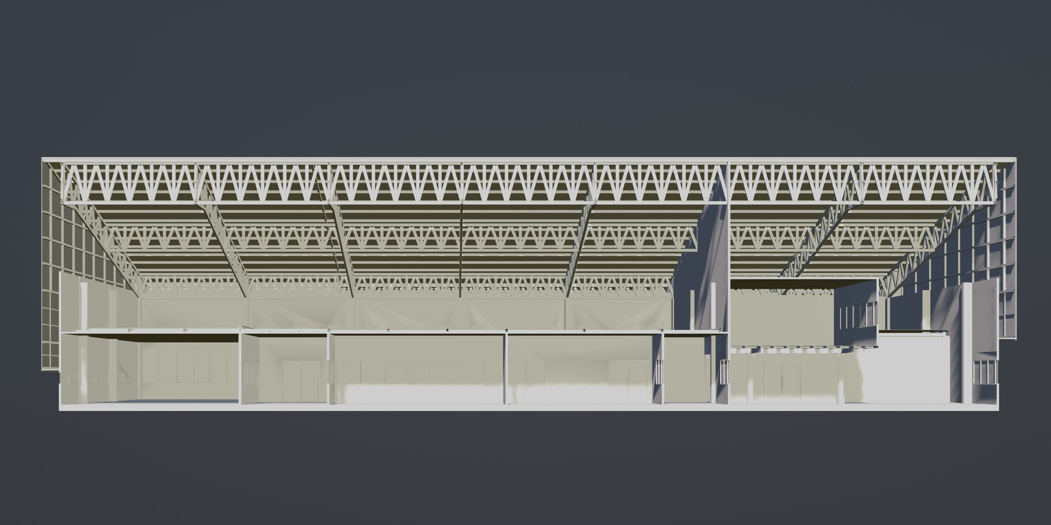 Warehouse in section cut 3D model_1