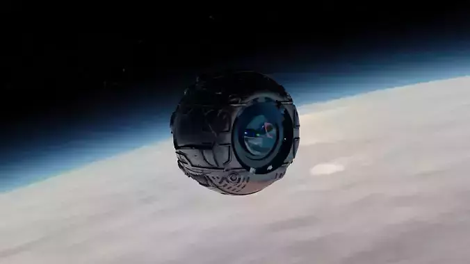 High poly sci-fi vehicle with interior