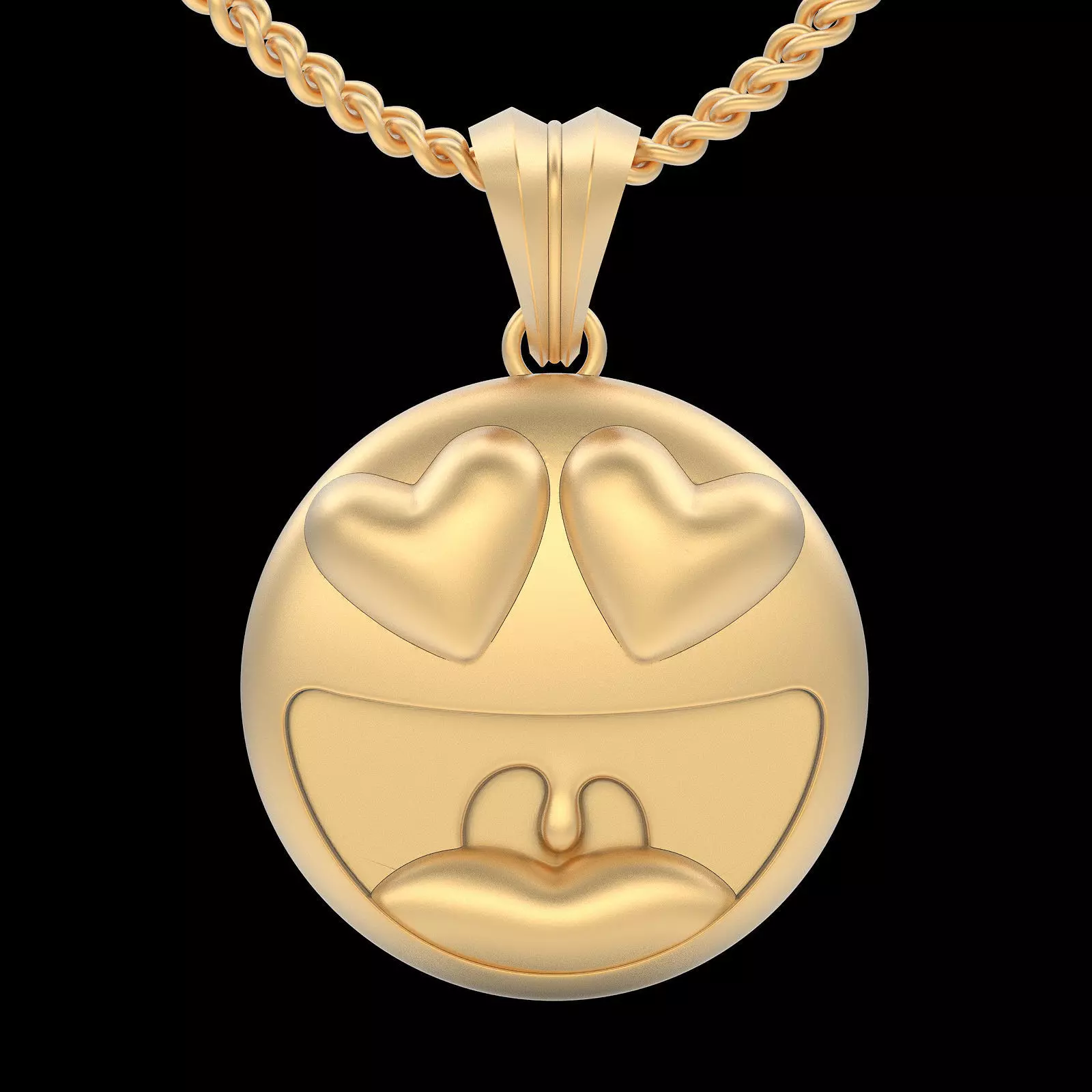 Emoji face comic pendant silver gold jewelry 3D printable model 3D print model_0