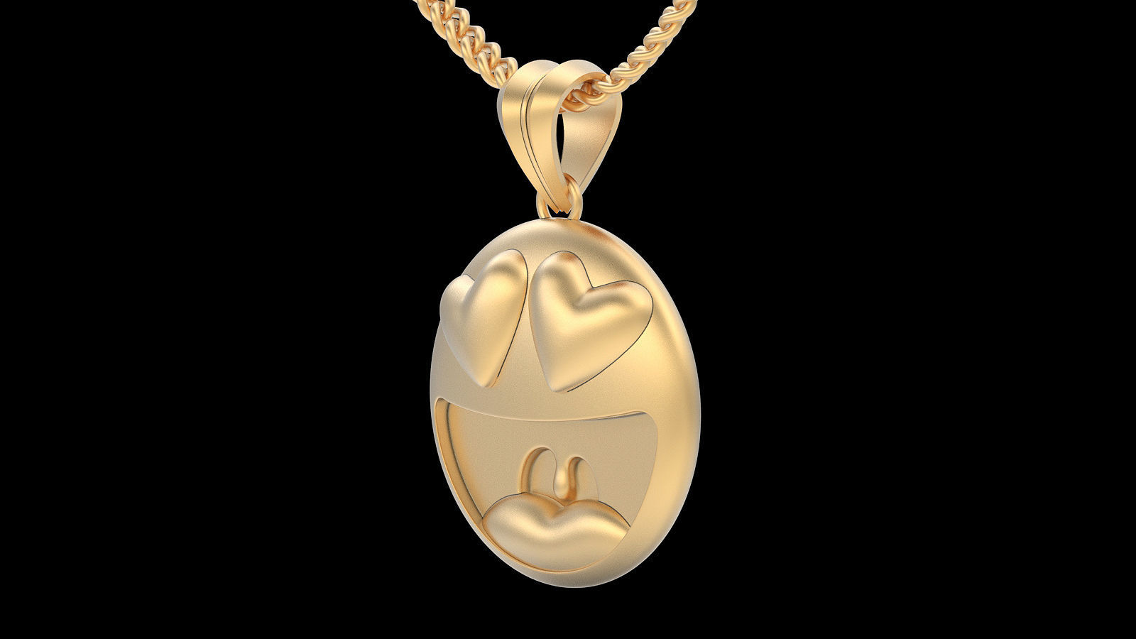Emoji face comic pendant silver gold jewelry 3D printable model 3D print model_2