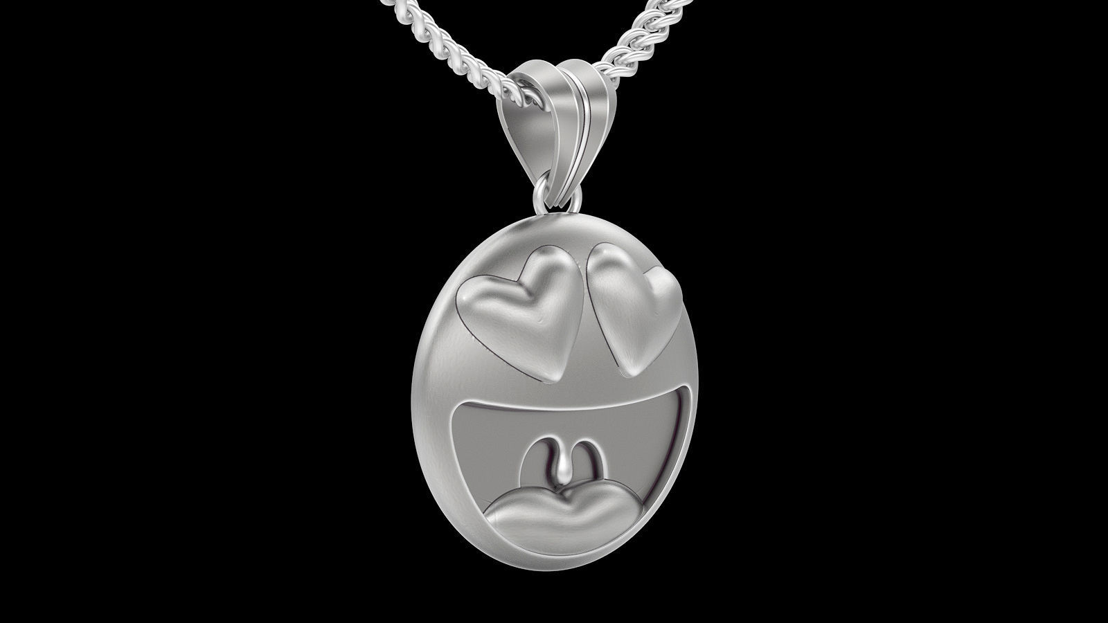 Emoji face comic pendant silver gold jewelry 3D printable model 3D print model_4