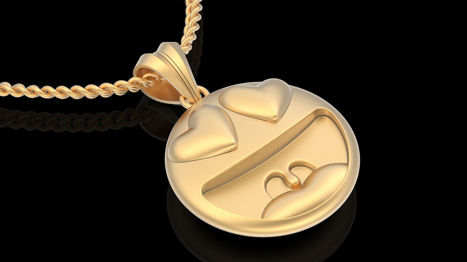 Emoji face comic pendant silver gold jewelry 3D printable model 3D print model_3