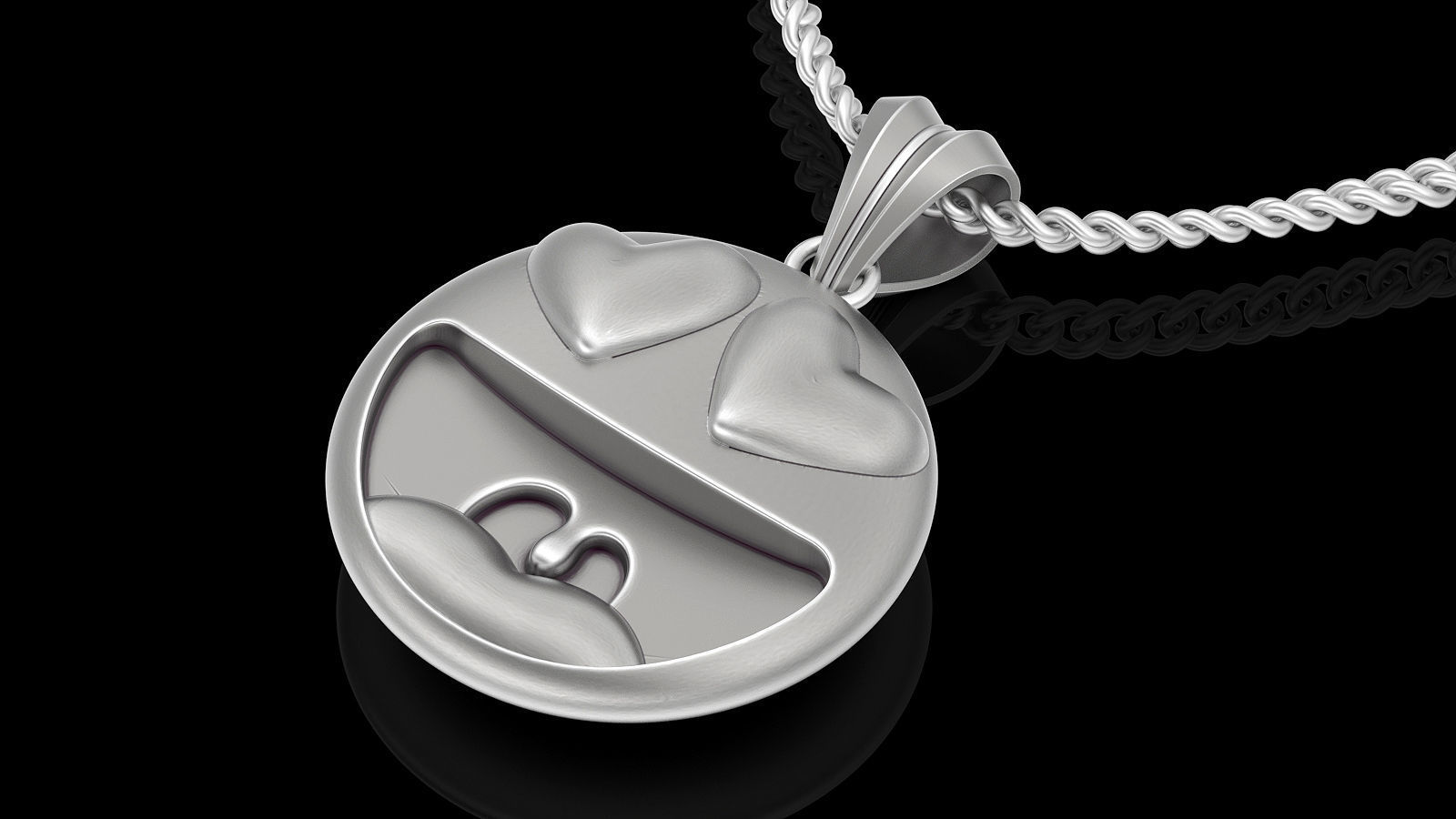 Emoji face comic pendant silver gold jewelry 3D printable model 3D print model_1