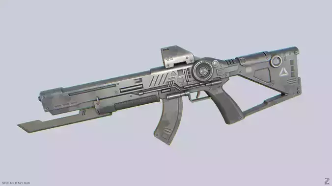 Scifi military gun Low-poly 3D model Scifi military gun Low-poly 3D model