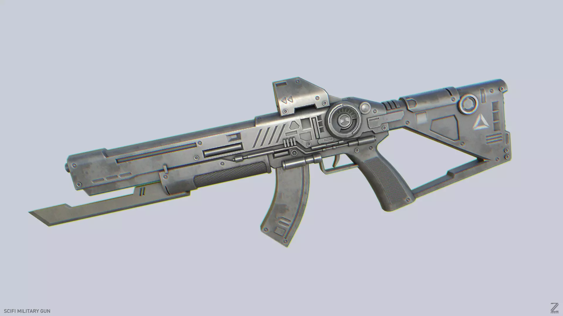 Scifi military gun Low-poly 3D model_0