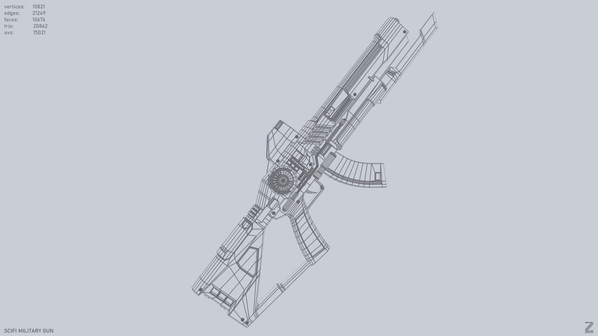 Scifi military gun Low-poly 3D model_11