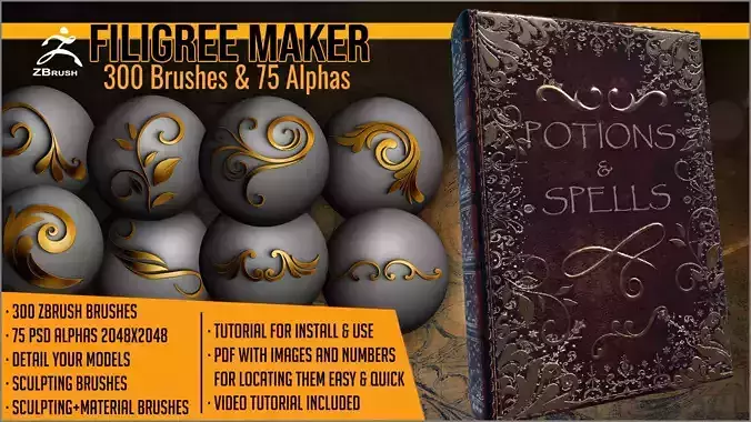 Filigree Maker 300 ZBrush Brushes And 75 Alphas