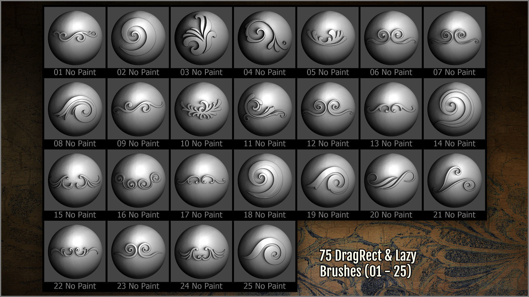 Filigree Maker 300 ZBrush Brushes And 75 Alphas Texture_6