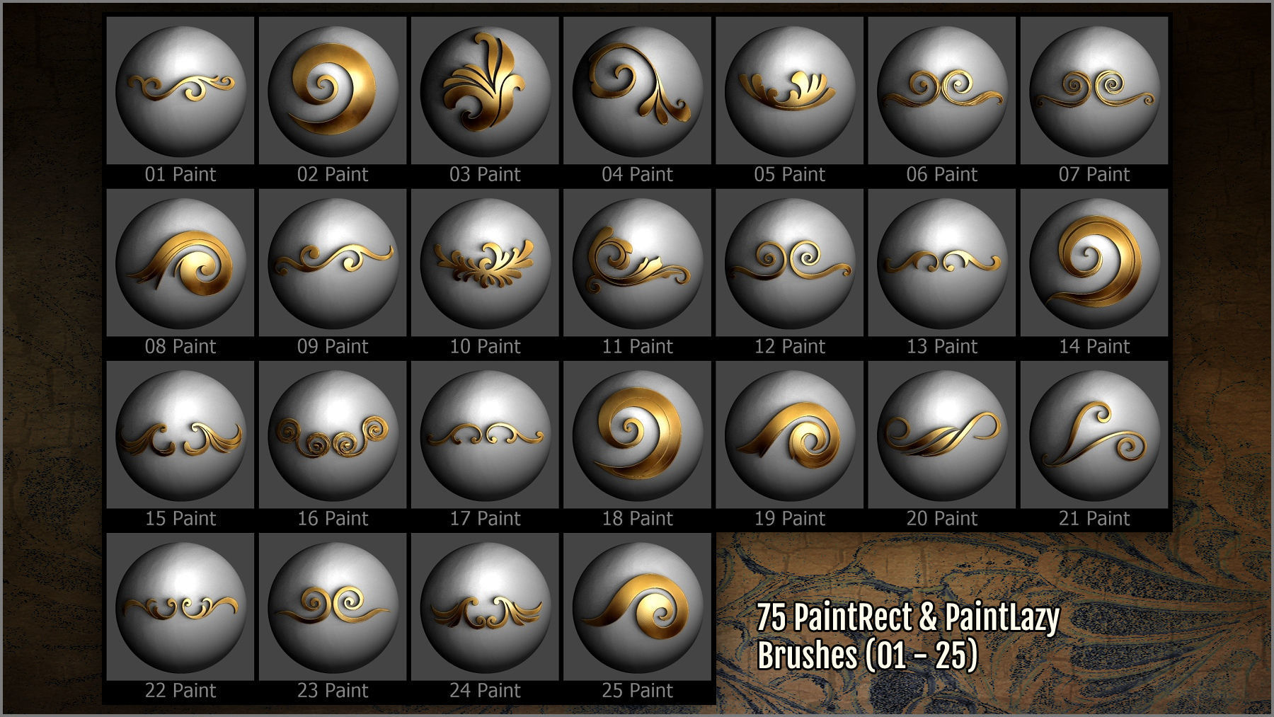 Filigree Maker 300 ZBrush Brushes And 75 Alphas Texture_3