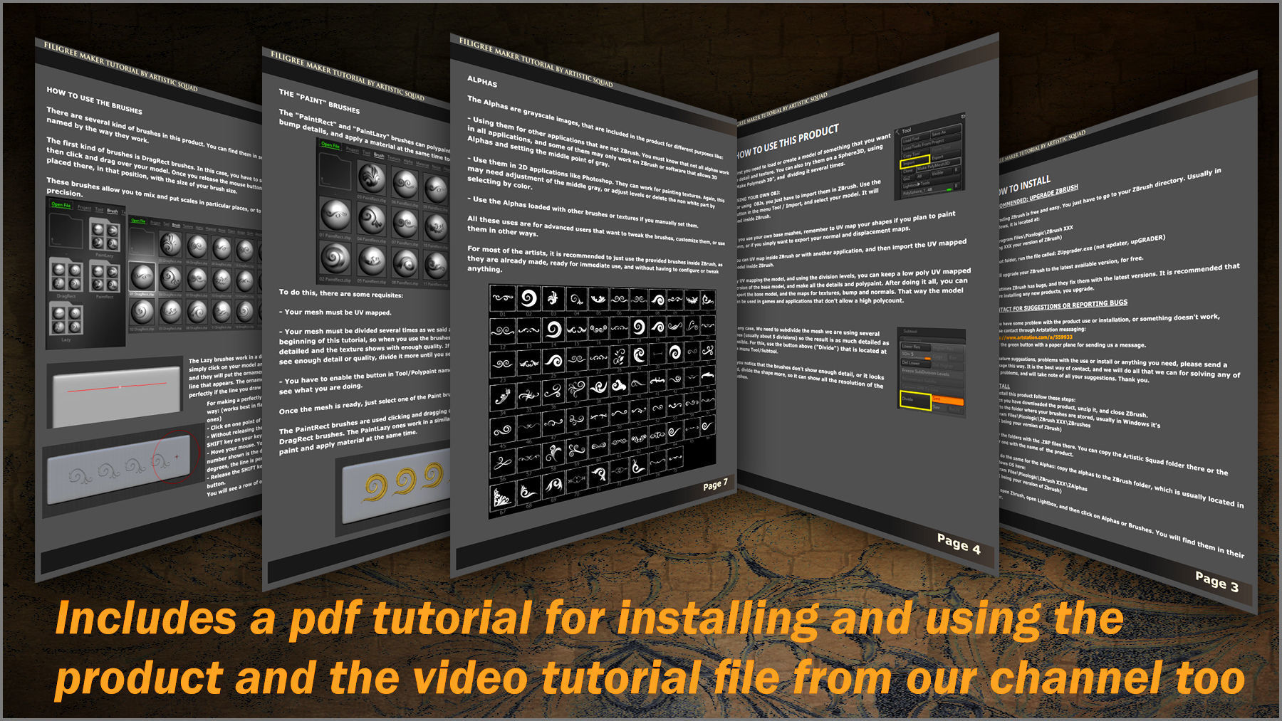 Filigree Maker 300 ZBrush Brushes And 75 Alphas Texture_10