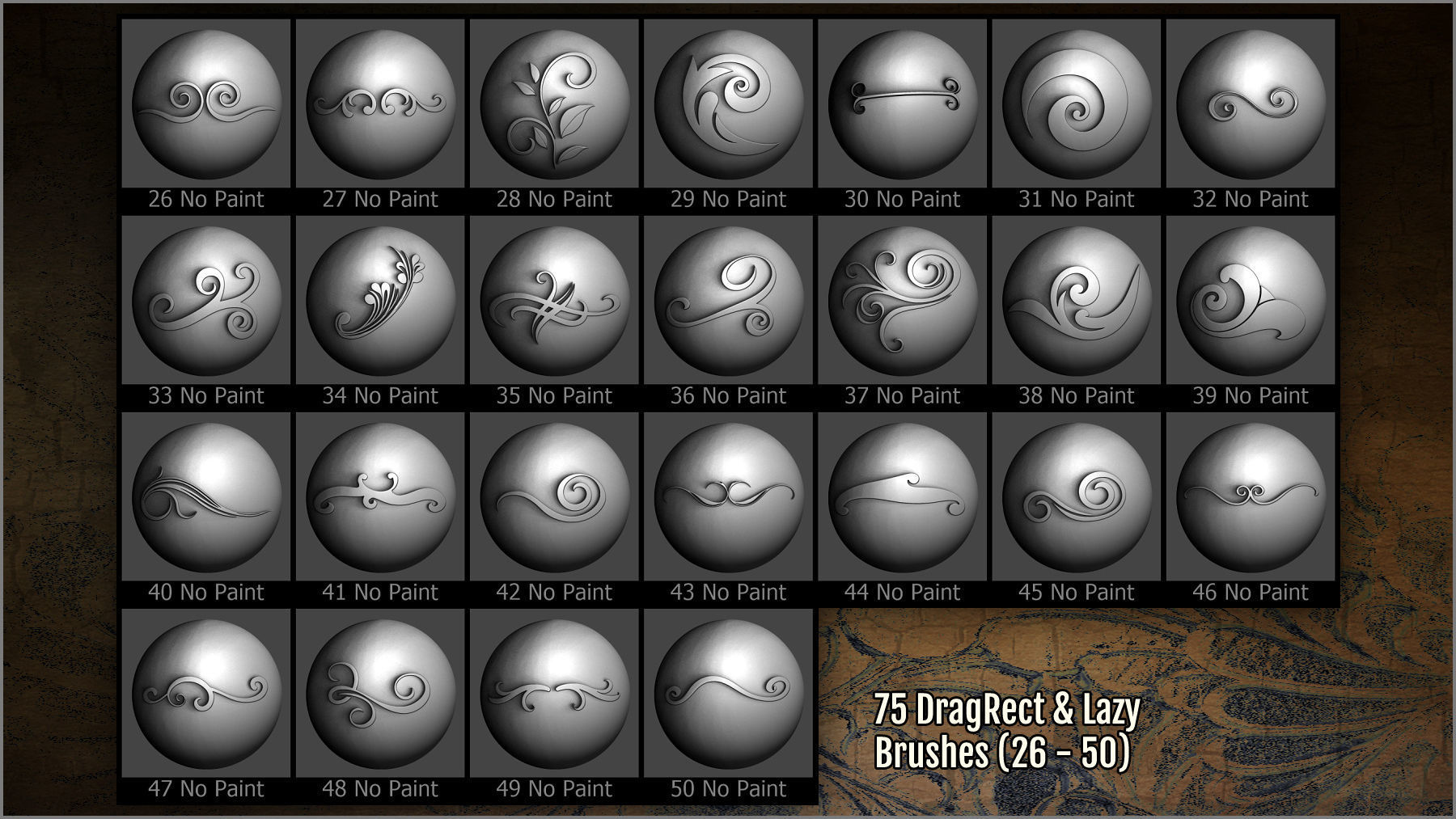 Filigree Maker 300 ZBrush Brushes And 75 Alphas Texture_7