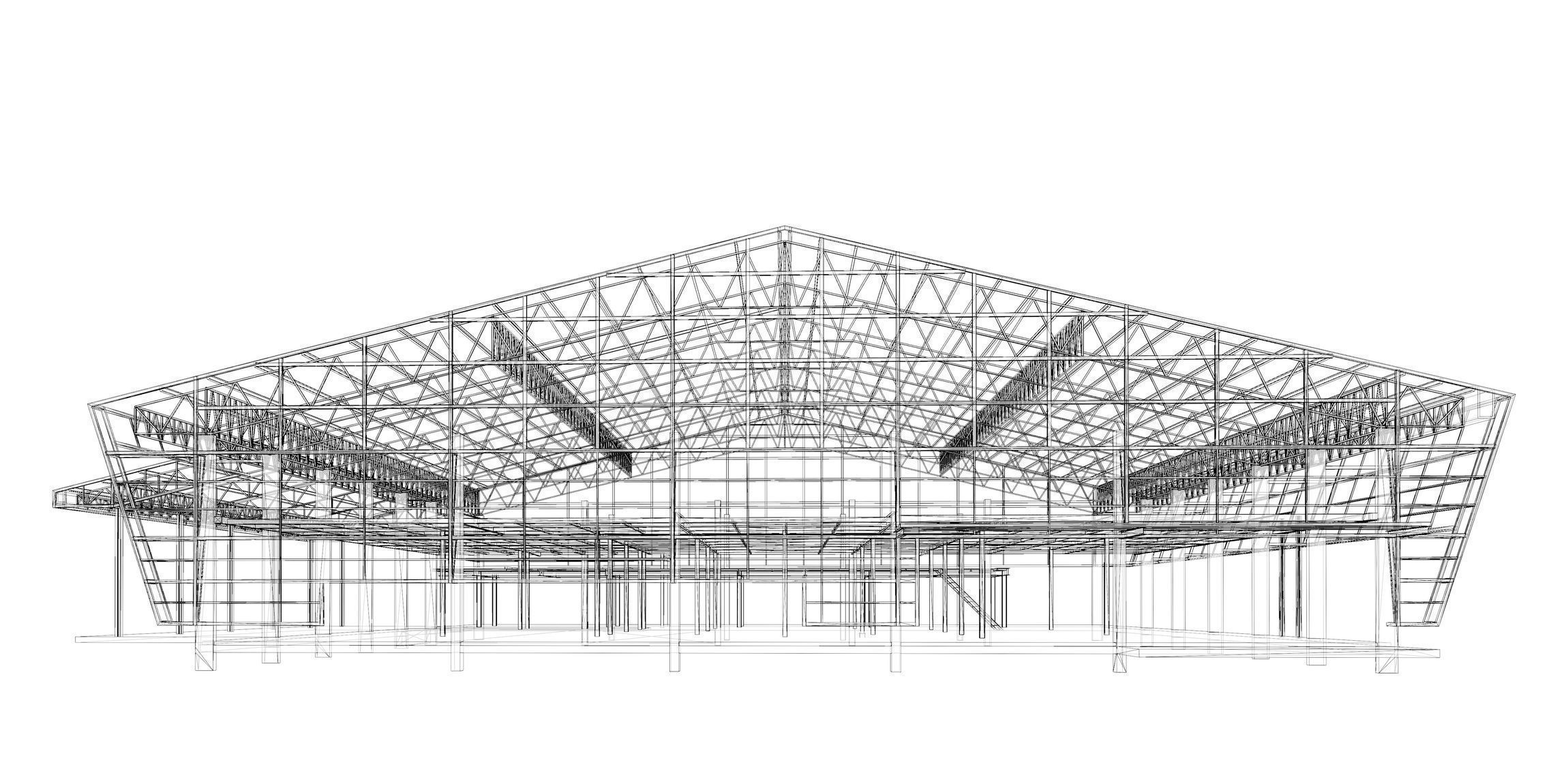 Warehouse in structure frame 3D model_6