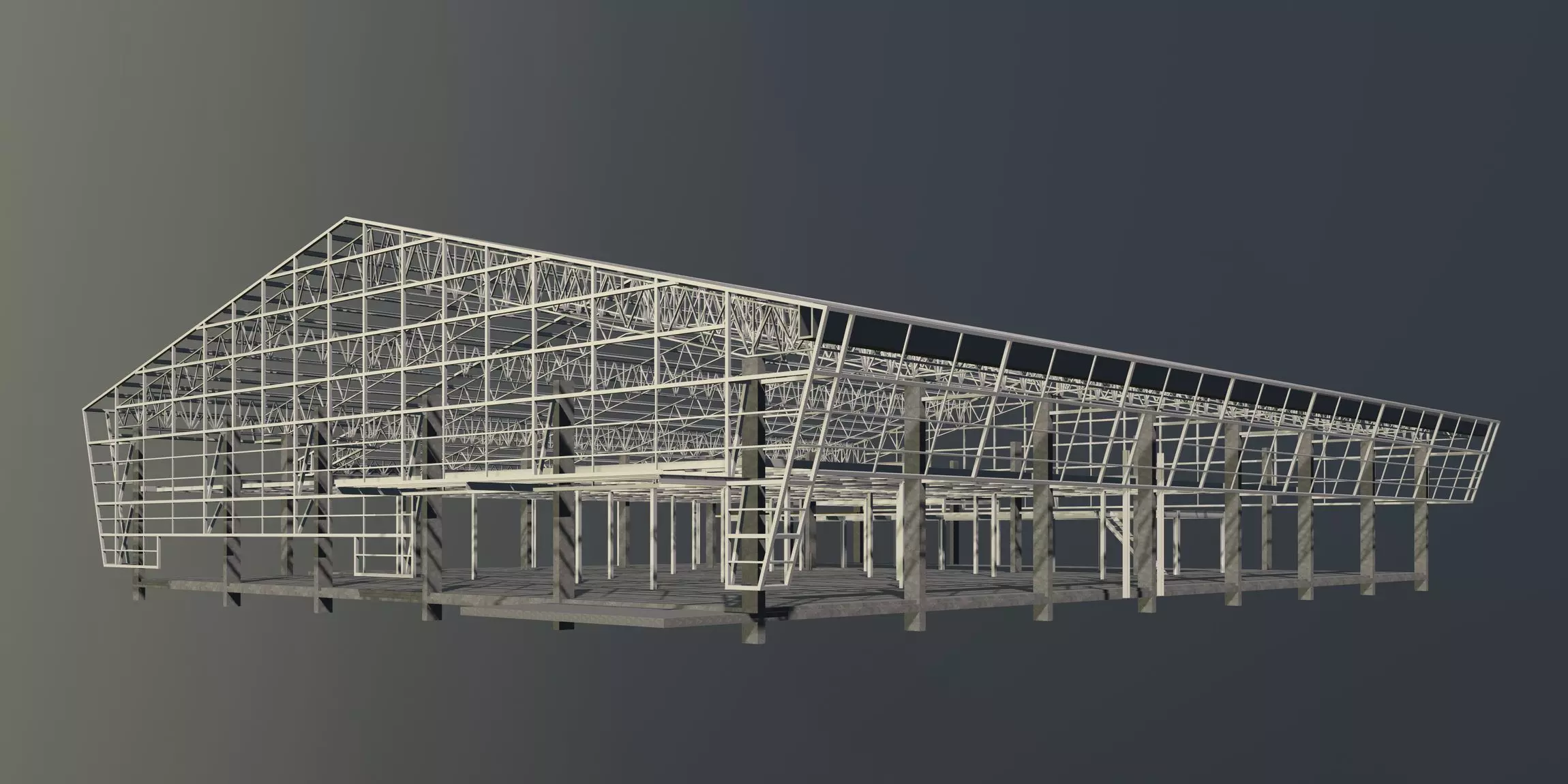 Warehouse in structure frame 3D model_0